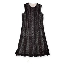 CAROLINA HERRERA NY SILK SEQUIN LACE BEADED DRESS BLACK TIE CHIC WHIMSIGOTH VTG