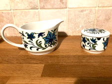 Vintage Midwinter Spanish Garden Sauce Gravy Boat Jug &  mustard pot MCM vgc