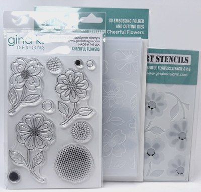 Gina K. Designs Cheerful Flowers 3D Embossing Folder Dies Stencil ...