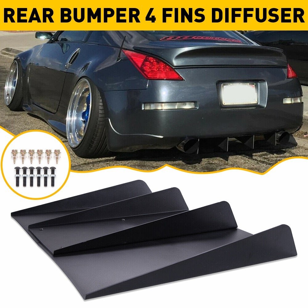 Rear Diffuser 4 Fins Bumper Splitter Chin Spoiler Lower Lip Universal Car E thumbnail 12