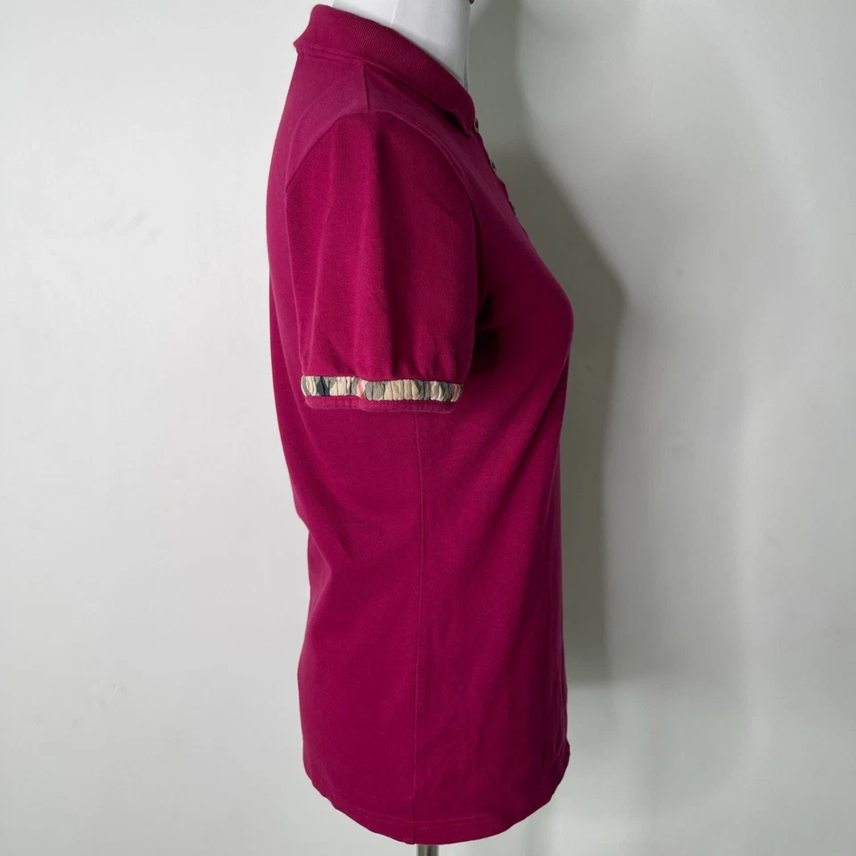 Camisa de algodón Burberry Brit rosa con botones manga corta para mujer talla pequeña Foto 3 de 4