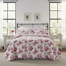 - Queen Quilt Set, Reversible Cotton Bedding with Matching Shams, Lightweight...