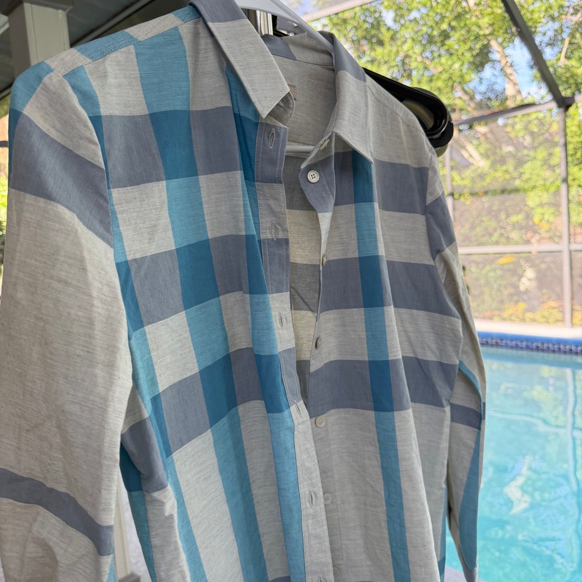 Burberry Brit Women's Plaid Button Down Shirt Sz XS Blue Beige