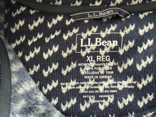 LL Bean Damen Pullover Blau Birds Eye Fleece T Snap Sweater Fleece Gr. XL - Bild 4 von 8