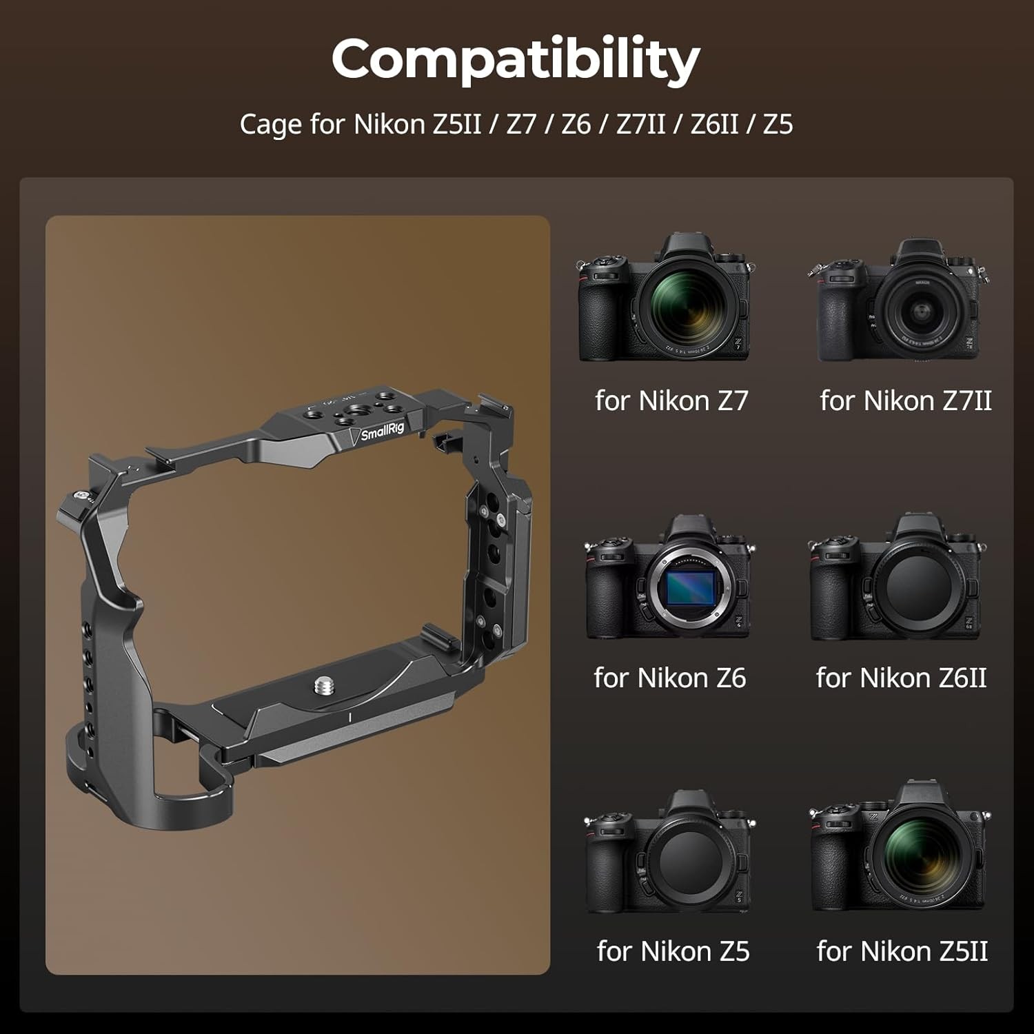 SmallRig Cage for Nikon Z5 II, Z5, Z6, Z6II, Z7, Z7II Aluminum Alloy Camera Cage