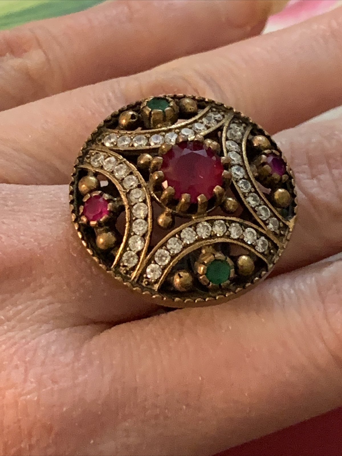 VTG ORMATE TURKISH OTTOMAN RUBY EMERALD COLOR LAR… - image 9