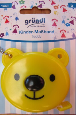 Gründl Kinder Roll-Maßband Rollbandmaß Bandmaß 150 cm lang Gelb Teddy 1443