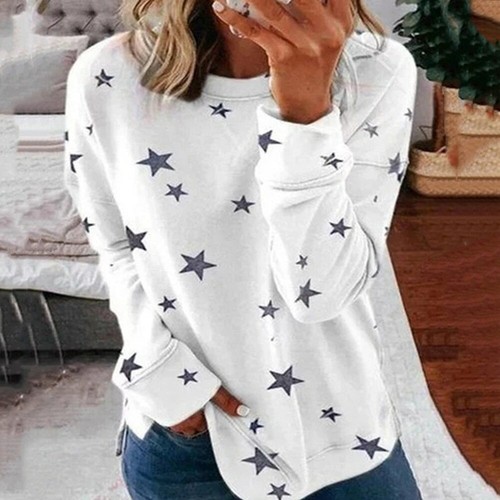 Hoodie Star Print Sweatshirt Open Side 