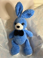 Handmade Crochet Blue Bunny for new baby or cherished baby shower gift or Easter