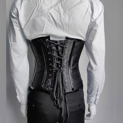 Men Corset Waist Trainer Medieval Lace Up Steel Bones Tighten Abdomen Shapewear - Picture 5 of 15