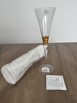 Michael Wainwright Truro 24k Gold Set Of 2 Toasting Flutes In Box.