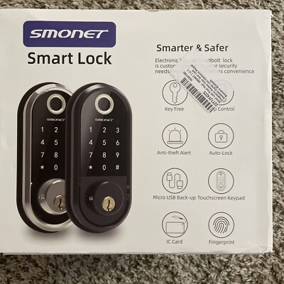 Smart Deadbolt WiFi SMONET Fingerprint Door Lock Keyless Entry Electronic Keypad