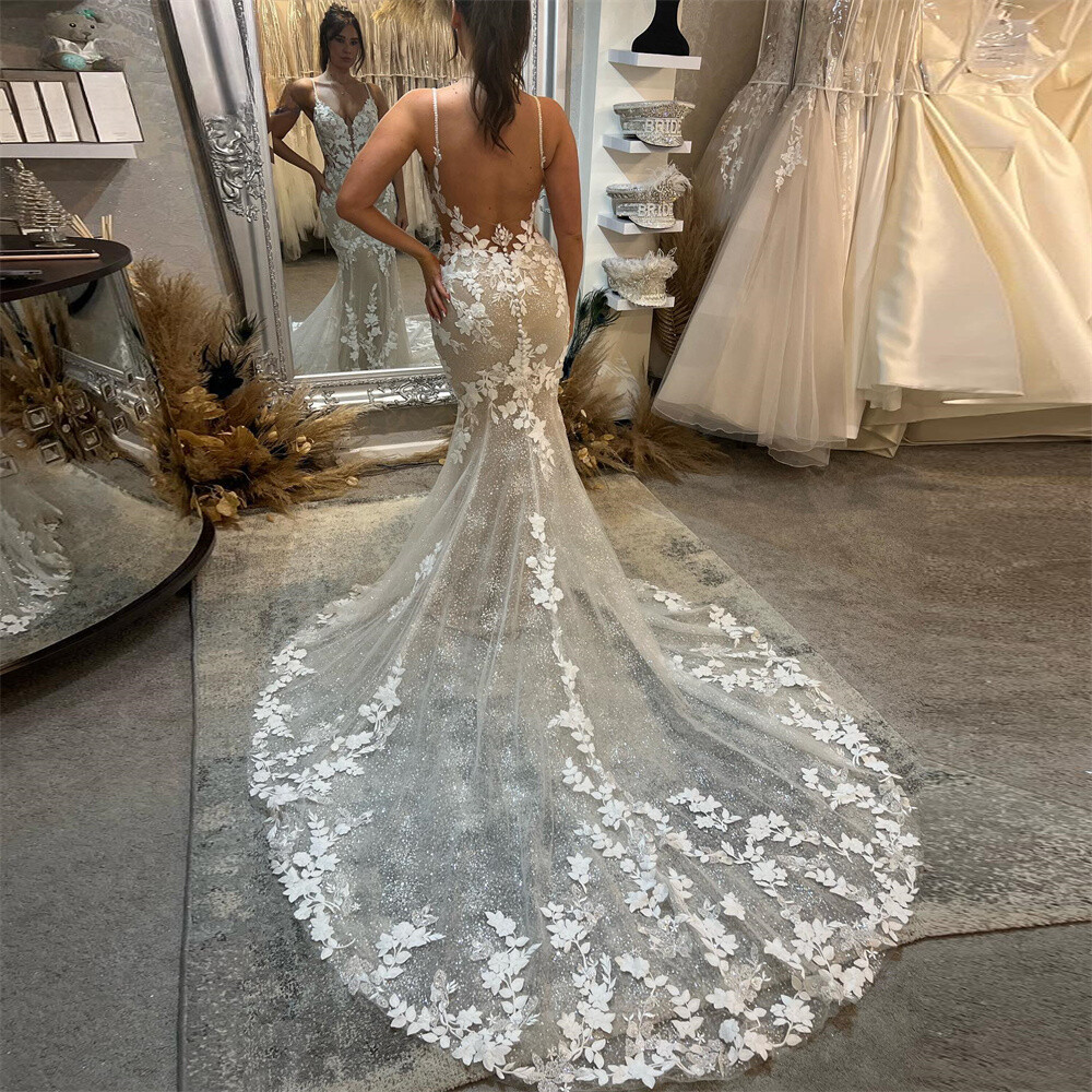 chinese dress ladies Shiny white mermaid wedding dress with short train P2757 – PreppyDress main image 1