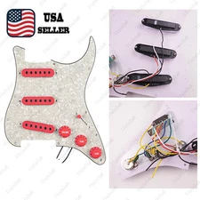 Prewired-Loaded SSS Pickguard Ceramic Pickups For ST Vintage Green Pearl&Pink