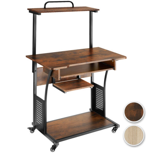 Schreibtisch Computertisch Bürotisch PC Tisch mit Rollen Holz + Metall Industrie - Bild 1 von 25