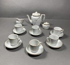 Antique Miniature Child  s Toy Doll Play Porcelain Tea Set Gold Trim German