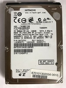 160 GB SATA NOTEBOOK FESTPLATTE HITACHI  HTS725016A9A364 2,5'' ZOLL #NFP628