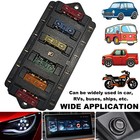 6-Way Fuse Box Blade Auto Block Holder Panel 12V- 32V for Car Power Distribution