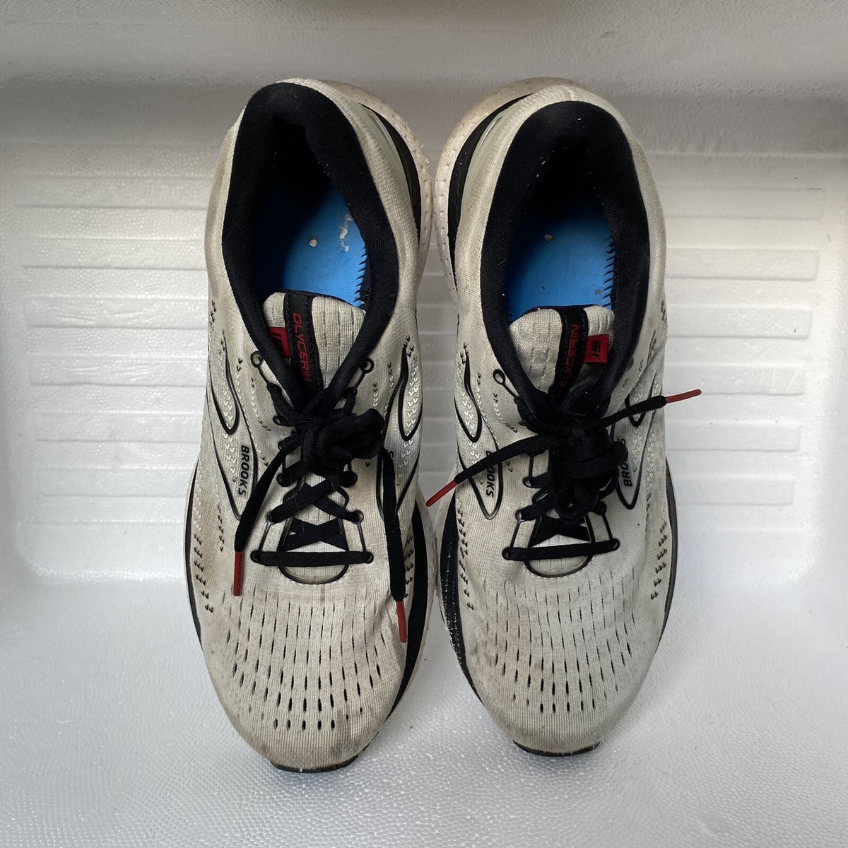 Brooks Glycerin 19 White Black Running Shoes Sneakers Size 