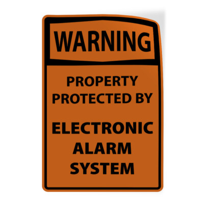 Vertical Vinyl Stickers Warning Property Protected by Electronic Alarm System B