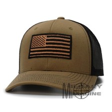 American US Flag hat Coyote / Black cap Trucker Mesh Tactical Operator Snapback