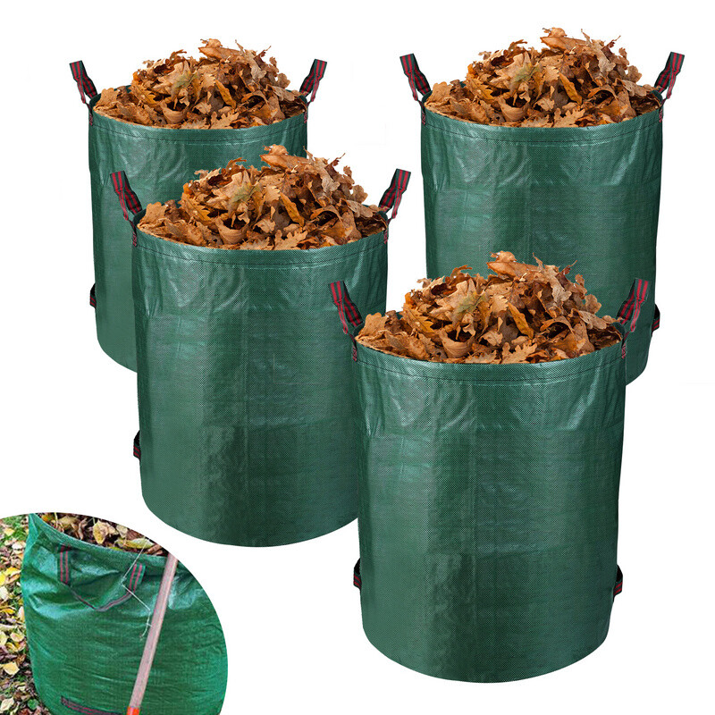 4X Gartensack 272L Grünschnitt XXL Laubsack faltbar Gartenabfallsack Grünschnitt