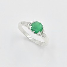 7 MM Natural Emerald Gem 925 Sterling Silver May Birthstone Solitaire Women Ring