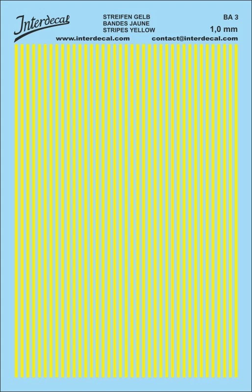 Bandes 1,0mm Décalcomanies jaune 119x79mm INTERDECAL