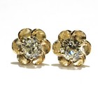 New GIA 14k yellow gold 1.62ct round diamond Flower stud earrings Natural — photo 3