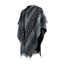 Lightweight BABY ALPACA Wool Hooded Poncho Pullover UNISEX Handmade in Ecuador