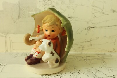 Eisenberg Homec Arnart Little Girl w/ Puppy Dog Under Umbrella Figurine 3727