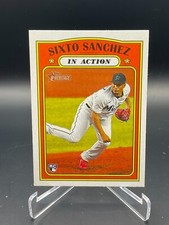 2021 Topps Heritage Baseball #16 Sixto Sanchez Base In Action Insert Rookie RC