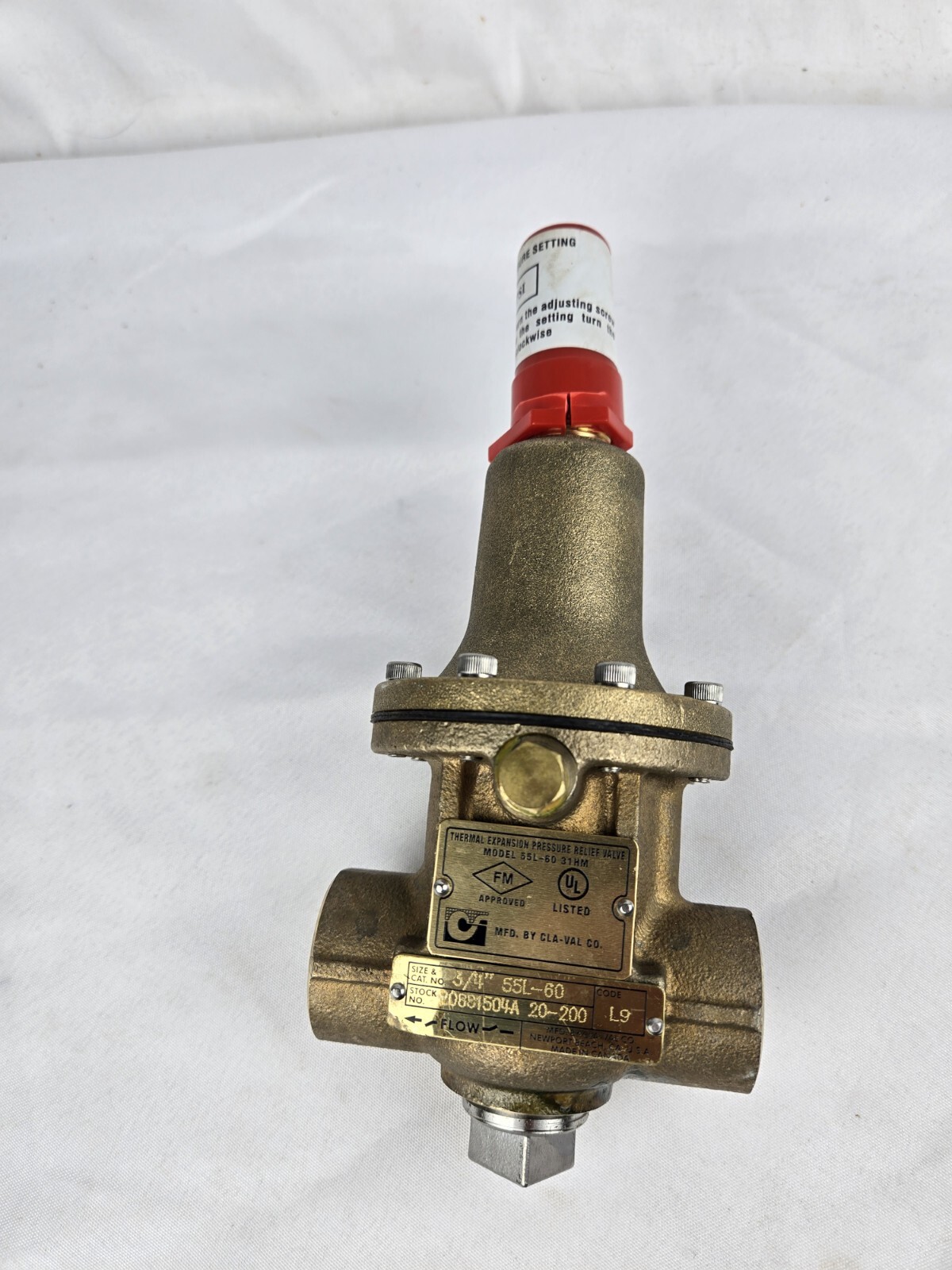 CLAVAL 55L60 Thermal Expansion Rel Valve 3/4" 20200 L9 Part