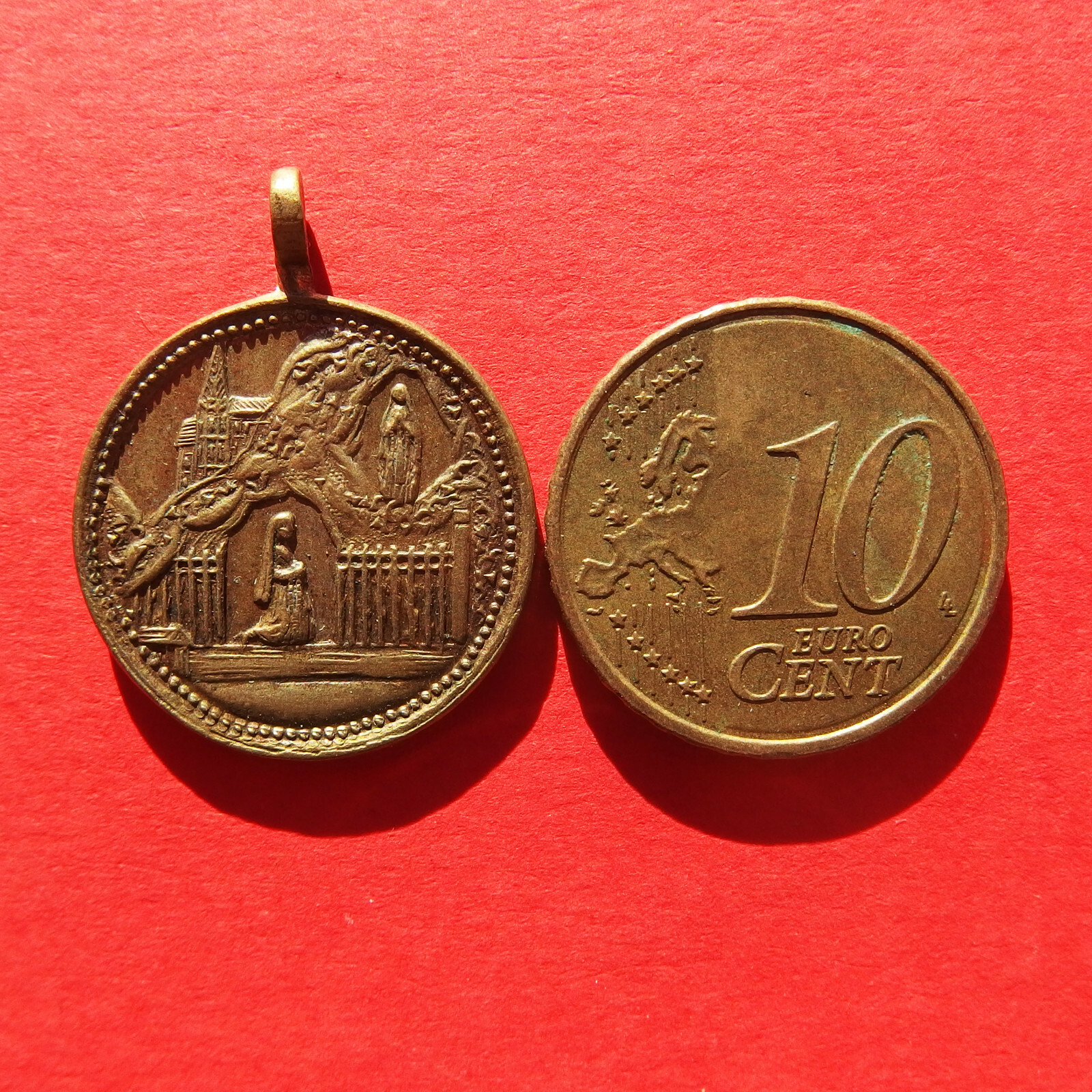 OLD OUR LADY OF LOURDES RELIGIOUS MEDAL ANTIQUE FRENCH PENDANT | eBay