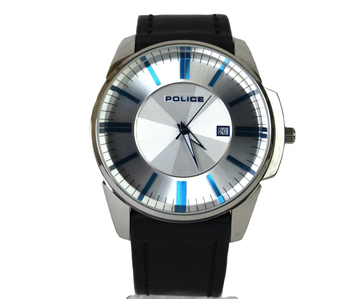 Police watch black metal strap sale