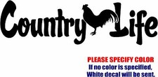 Country Life Rooster Graphic Die Cut decal sticker Car Truck Boat Window 7"