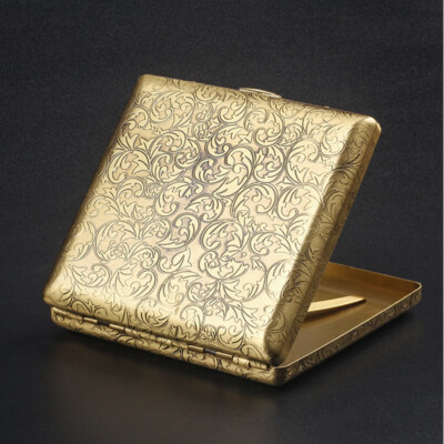 Vintage Classic Portable Double Sided Cigarette Case Flower Pattern King Size 20