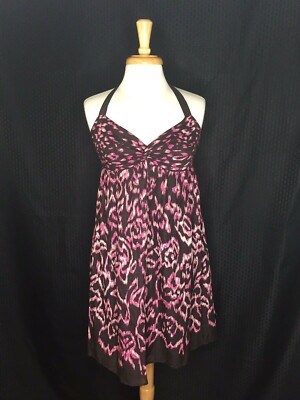 New Halter Dress Ann Taylor Loft Size 8 Brown Pink Ikat Lined Cotton Tags |  eBay