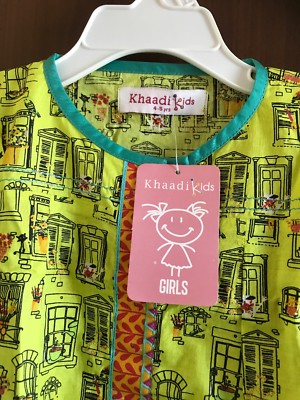 NWT Khaadi Kids Kurta Kameez Kurti Girls 4-5 Yr Old Cotton Green Eid
