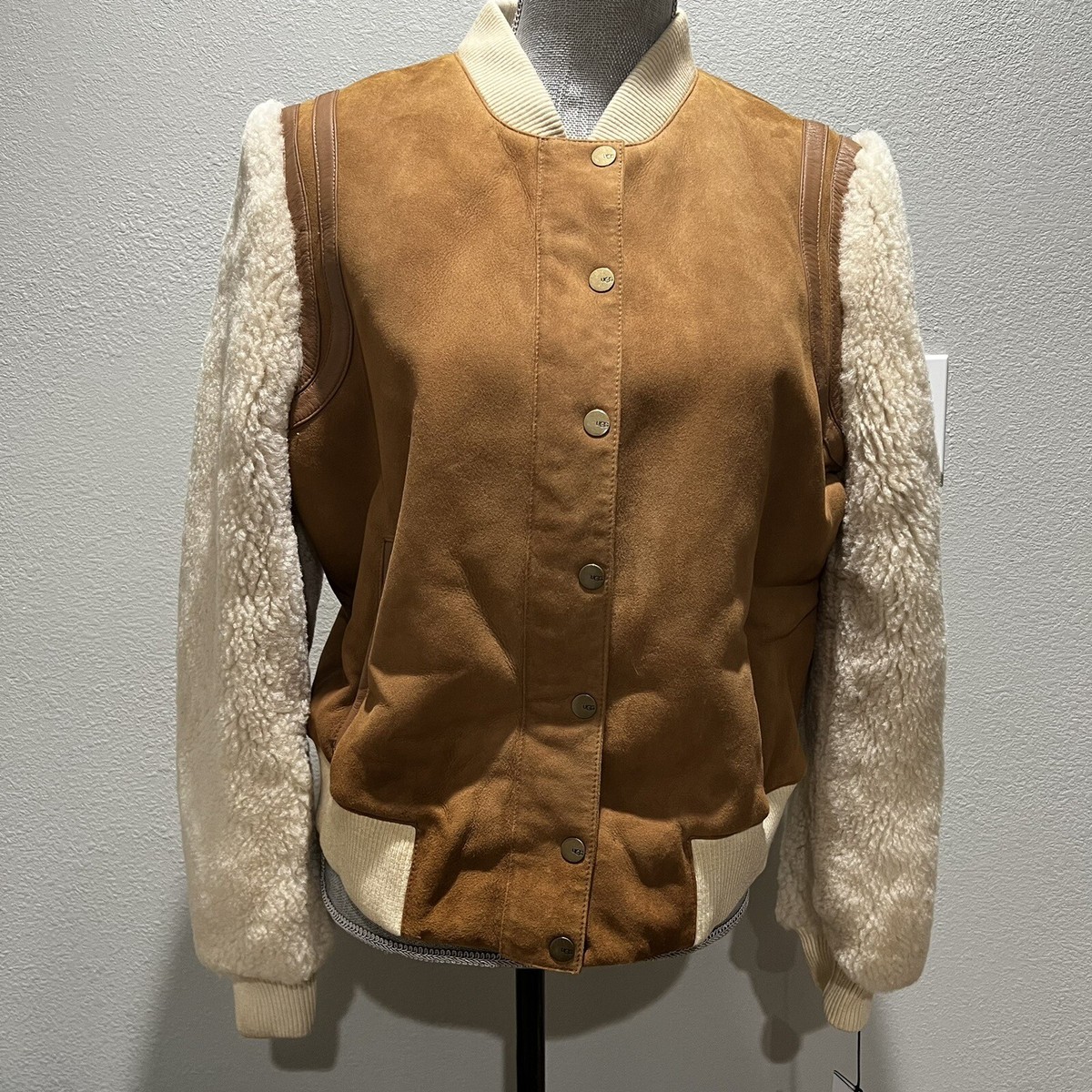 希少！UGG Australia！ムートンレザージャケット。S UGG｜Finnian LuxeFluff ジャケット ムートン調 ライダース (UGG