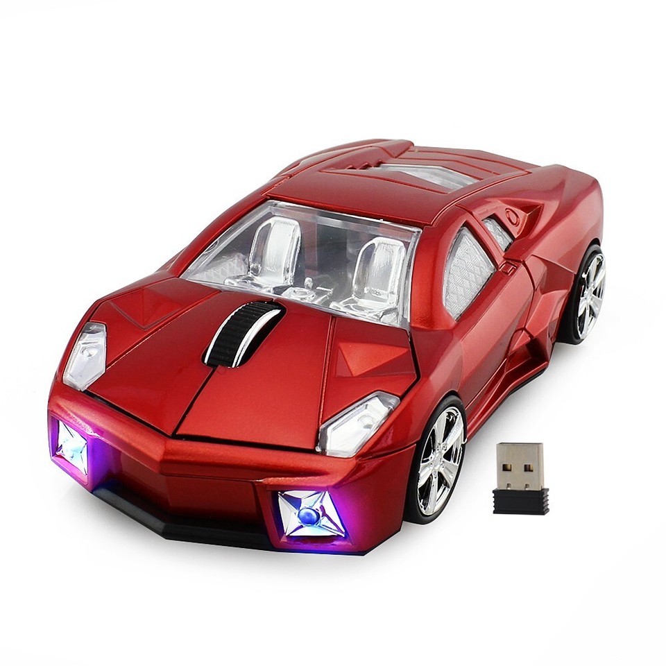 Sports car shape computer mouse optical wireless mice with LED flash ...