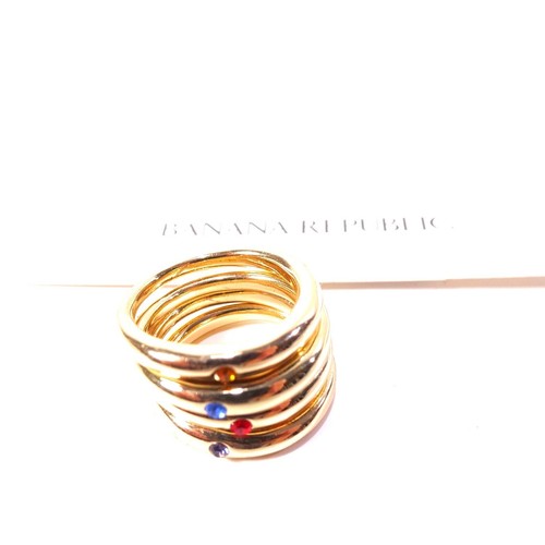 Banana Republic Women's Gold Gemstone Rainbow Stackable Ring Sz 6 NWT 45 - Picture 3 of 8