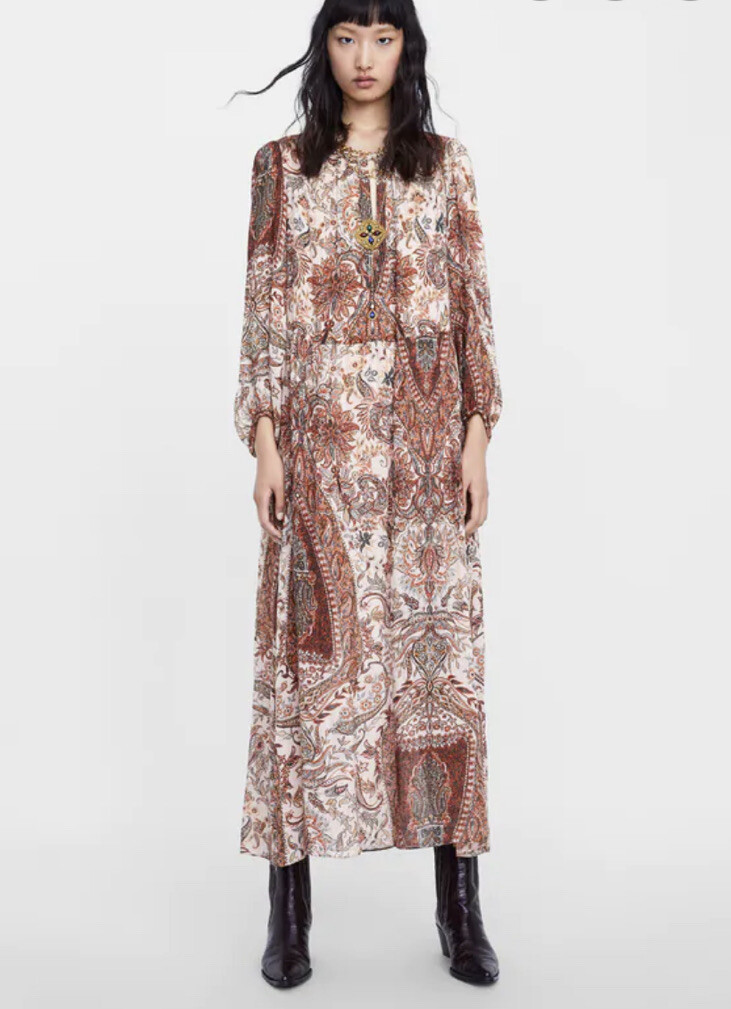 flowy dresses zara Stylish Orange Maxi Dress with Fuchsia Color Block – The House of Stylez main image 0
