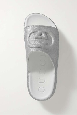 NEW GUCCI MIAMI GLITTER INTERLOCKING G PLATFORM SLIDES SANDALS G41