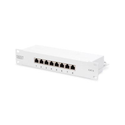 DIGITUS 8 Port Cat6 PatchPanel 10 Zoll RackMount Cat 6 Patchfeld 10'' Grau