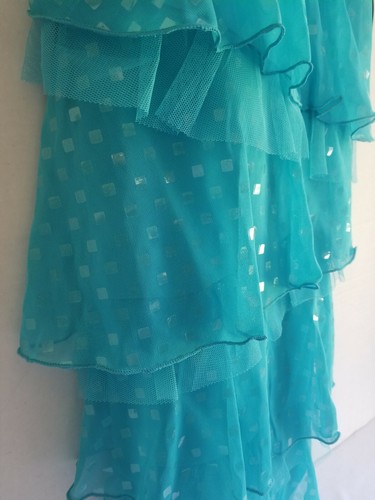 NWT GIRLS SZ10 Party Dress TEAL GLITTER Ruffle/Tulle Special BCX Sleeveless - Picture 2 of 7