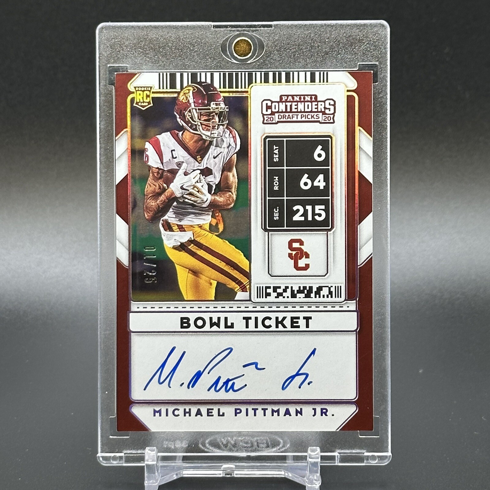 MICHAEL PITTMAN JR 2020 PANINI CONTENDERS #'d /25 BOWL TICKET ROOKIE AUTO RC