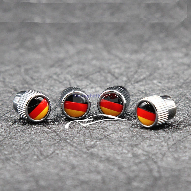 Tapas de vástagos de válvula de neumático de rueda cromada de metal para Mercedes Benz Alemania DE Deutsches Foto 3 de 4