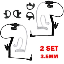 2 Set 3.5mm Listen Only Acoustic Tube Headset Earpiece For Motorola With Earmold