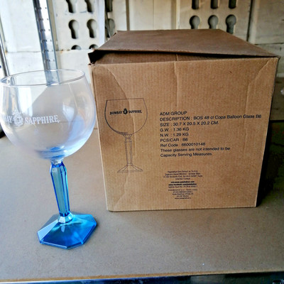 Bombay Sapphire 6 Gläser Gastro Stielglas Gin Saphire blau